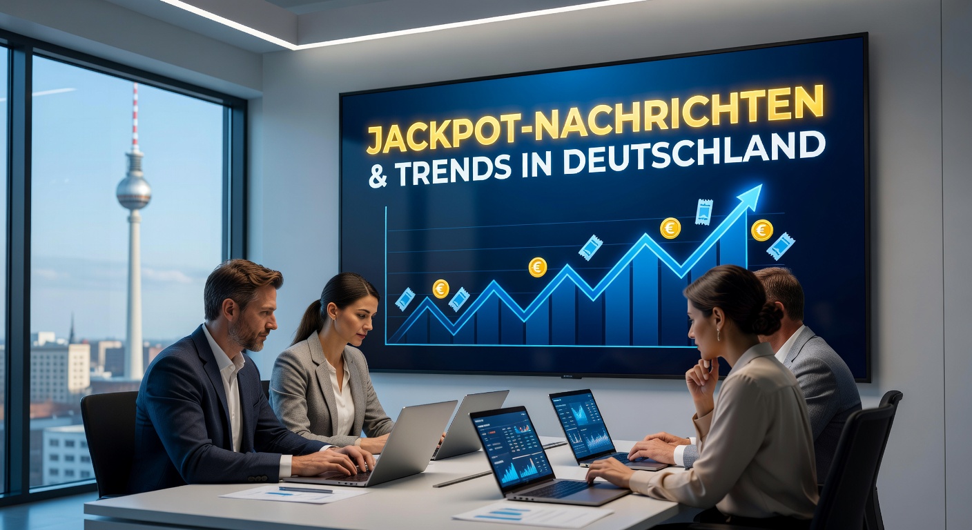 Feierliche Eurojackpot-Ziehung mit leuchtenden Zahlen und Gewinner-Symbolen aus Dänemark und Deutschland