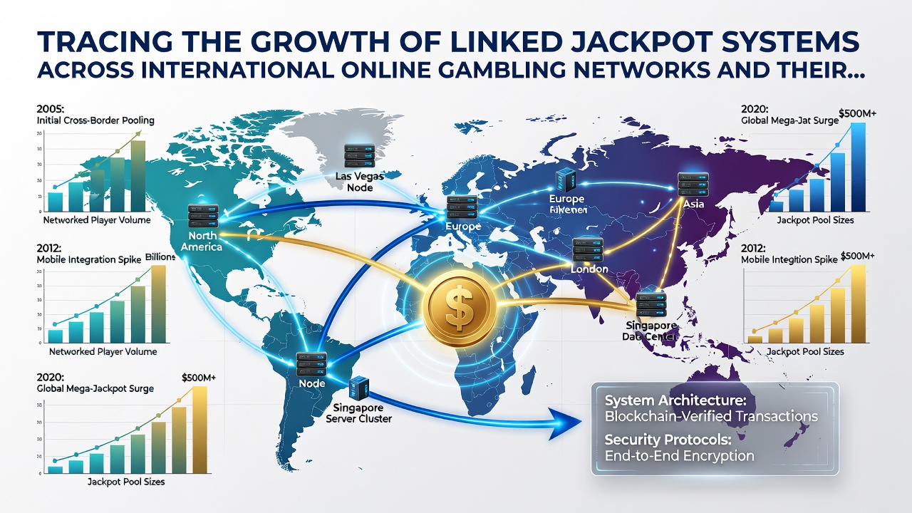Visualisierung von Preissteigerungen durch internationale Jackpot-Verknüpfungen und Netzwerkwachstum